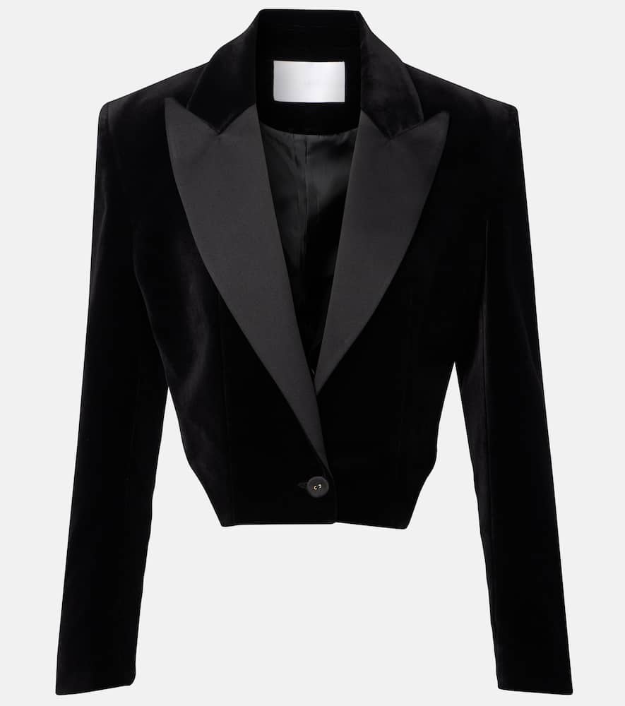 Costarellos Cotton Velvet Blazer In Black