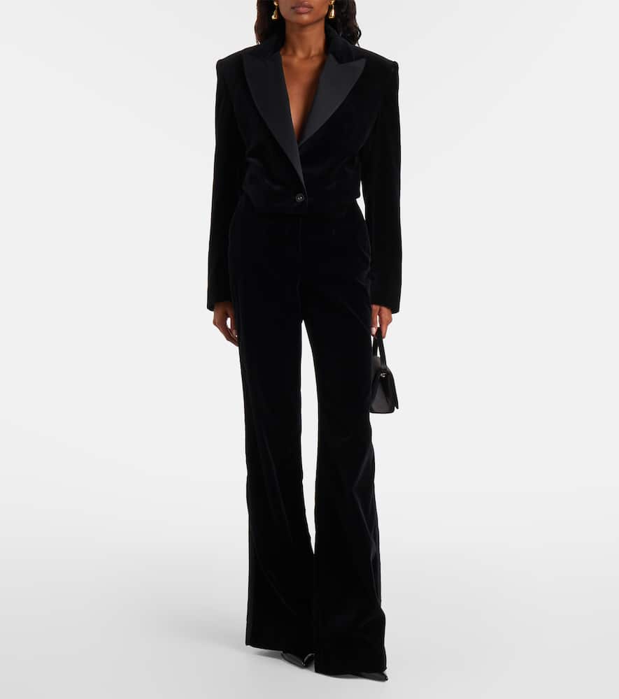 Costarellos Cotton Velvet Blazer In Black
