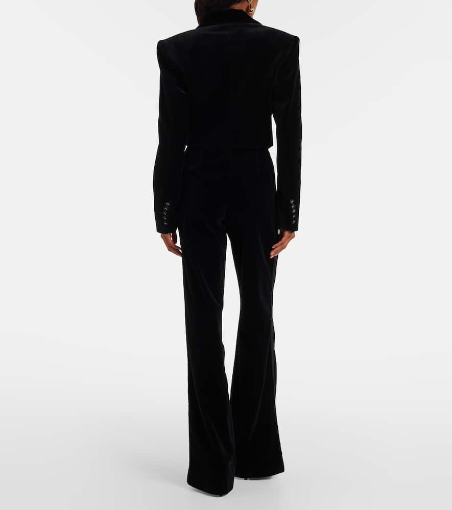 Costarellos Cotton Velvet Blazer In Black
