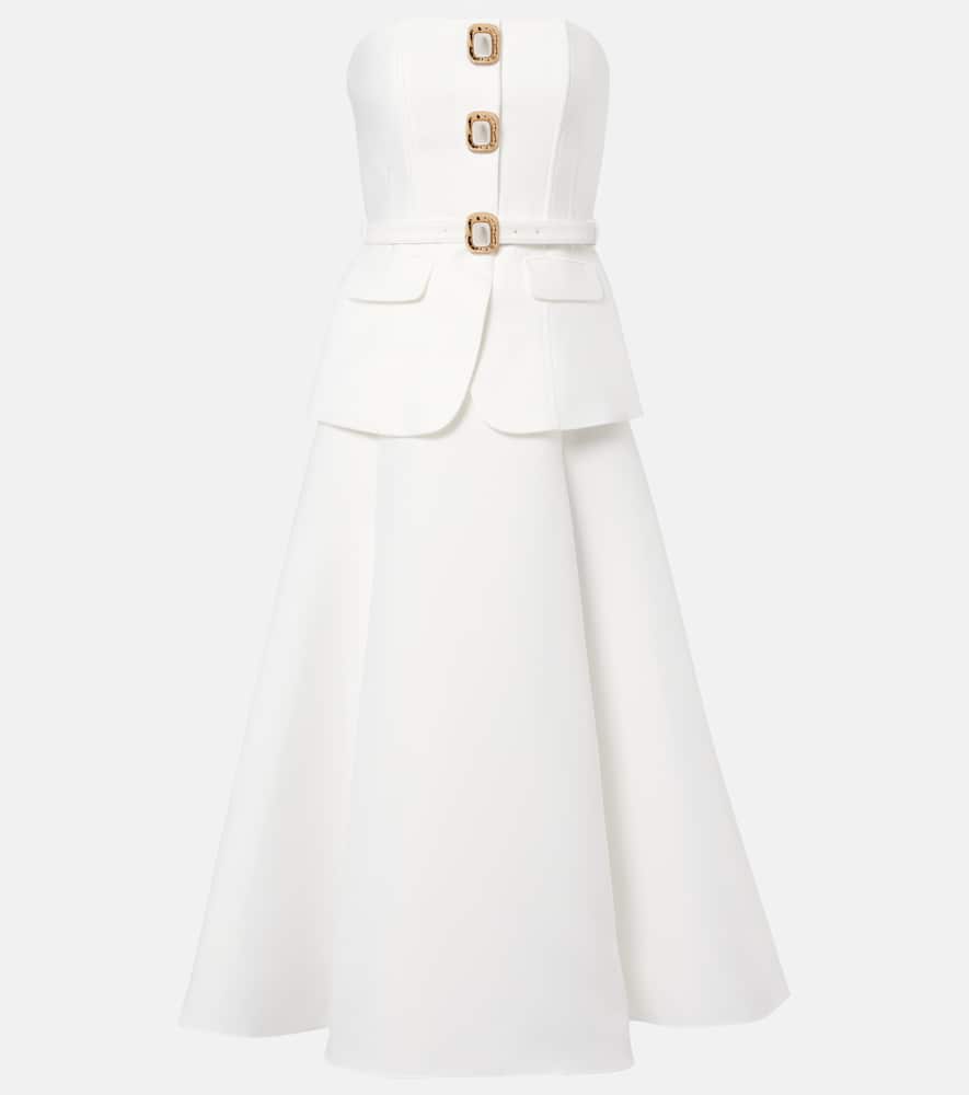Bridal strapless taffeta midi dress