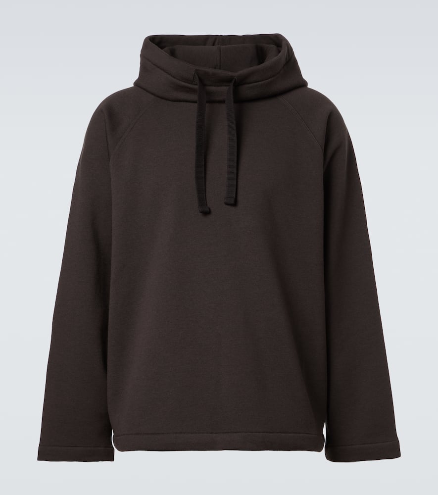 Lemaire Wool And Cotton Hoodie In Brown