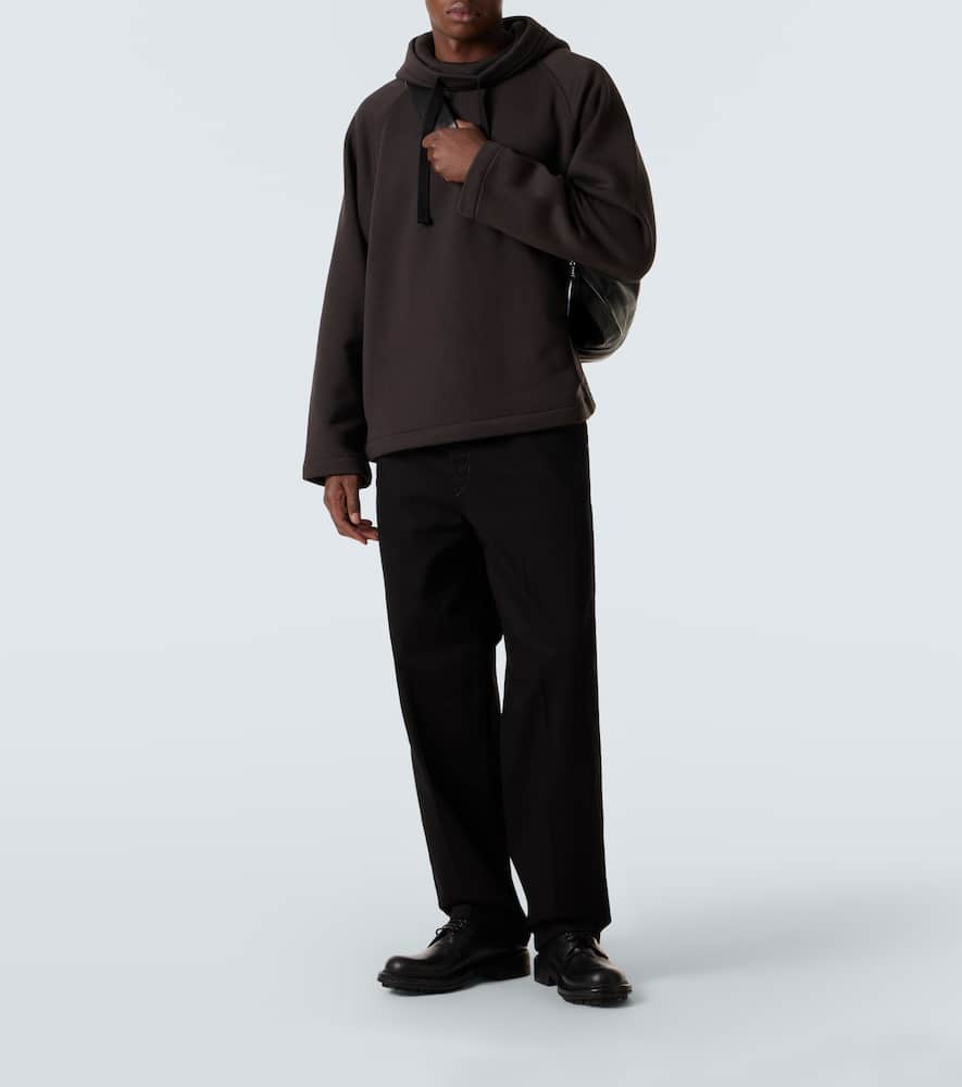 Lemaire Wool And Cotton Hoodie In Brown