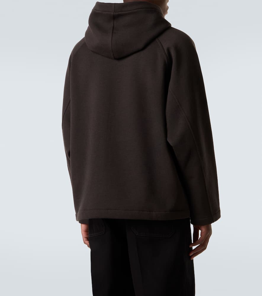 Lemaire Wool And Cotton Hoodie In Brown