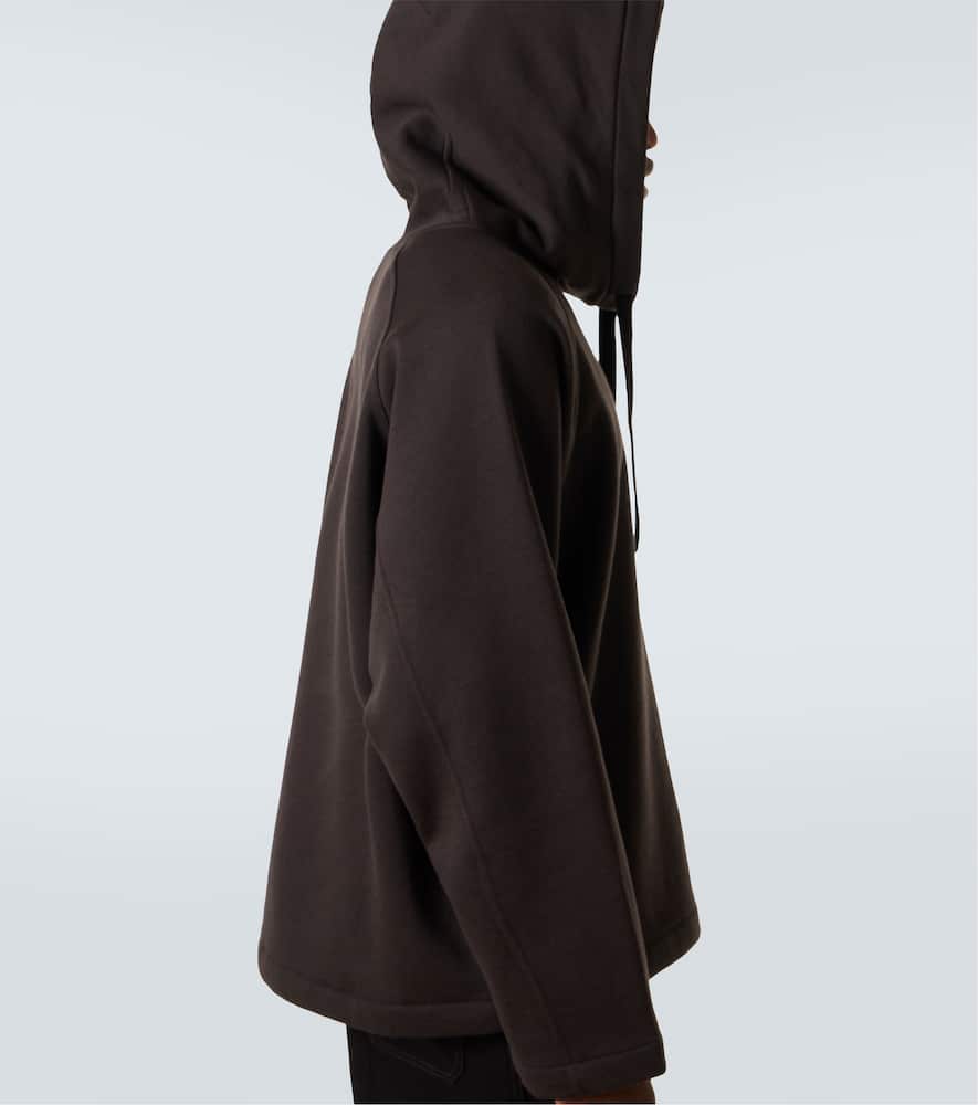 Lemaire Wool And Cotton Hoodie In Brown