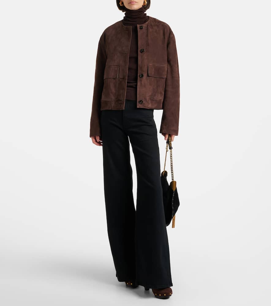 Veronica Beard Giana Embellished Suede Platform Mules In Brown