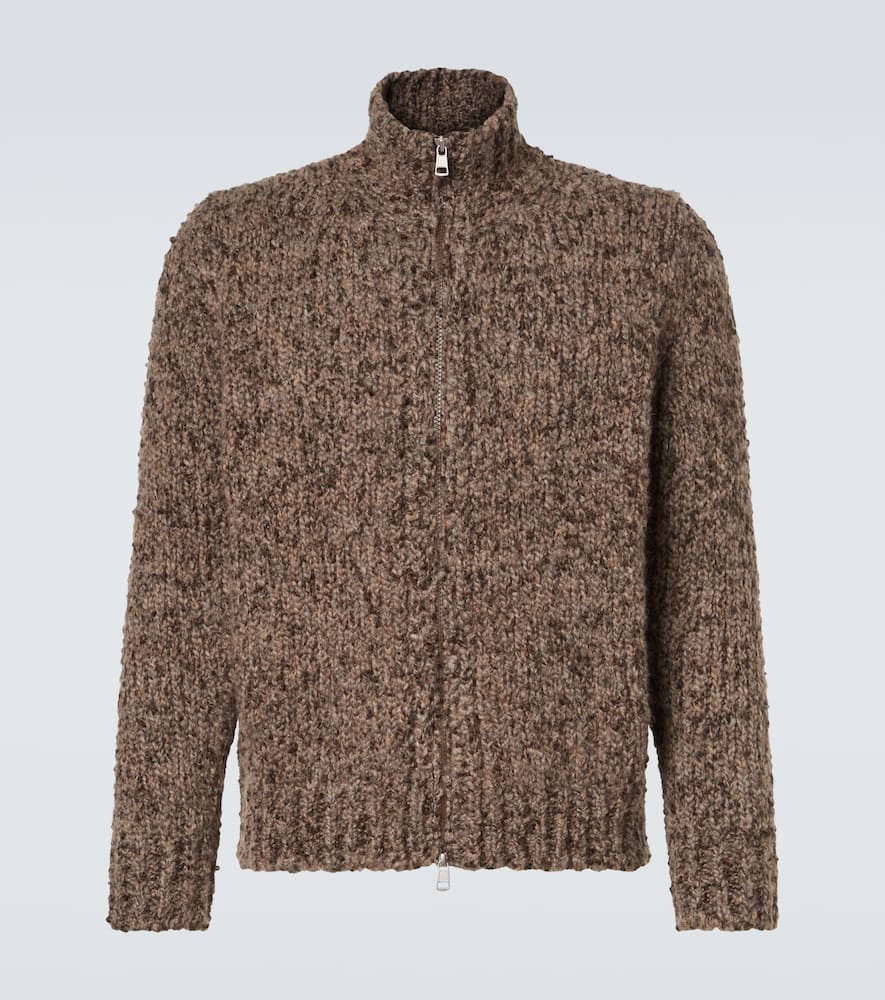 Moncler Alpaca And Wool Zip-up Cardigan In Brown