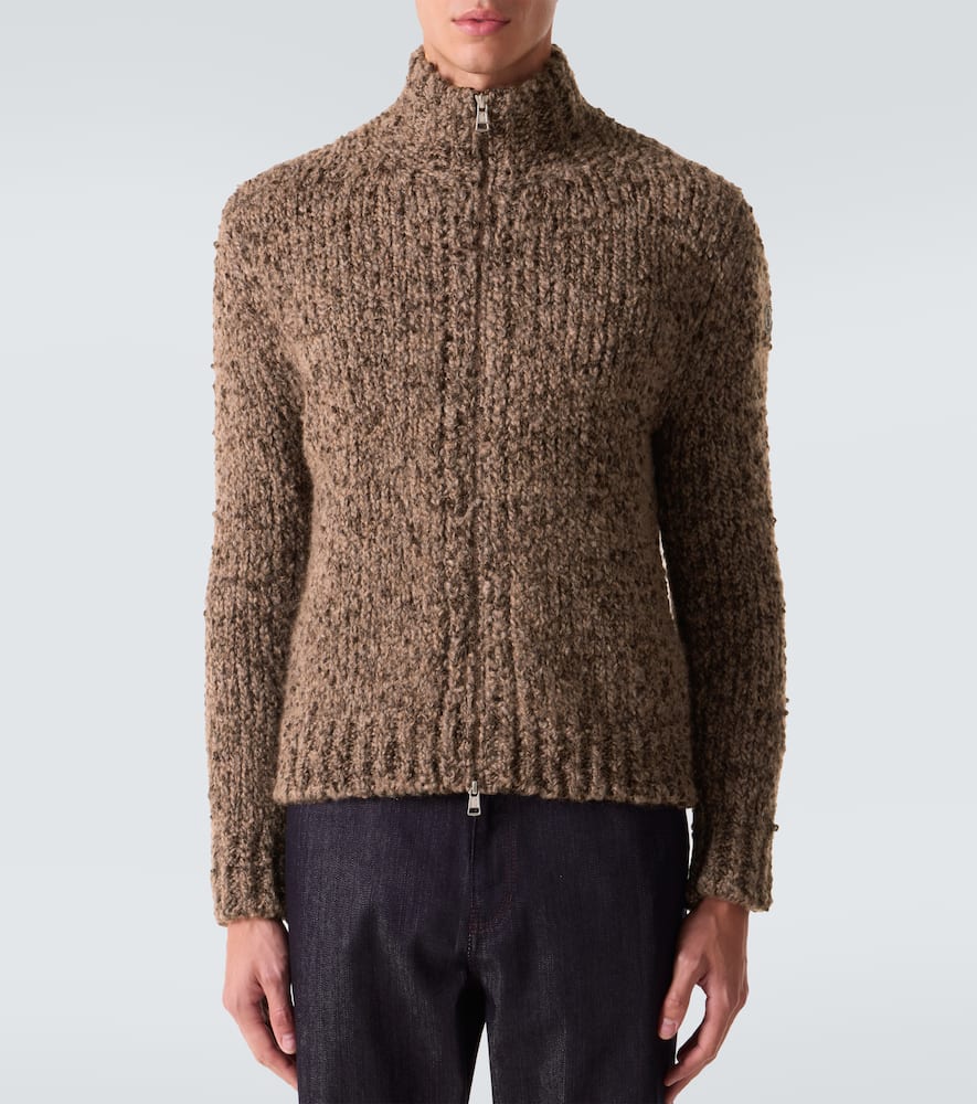Moncler Alpaca And Wool Zip-up Cardigan In Brown