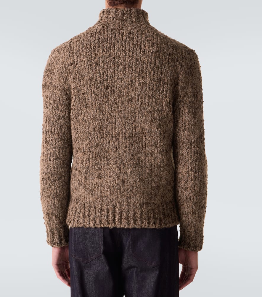 Moncler Alpaca And Wool Zip-up Cardigan In Brown