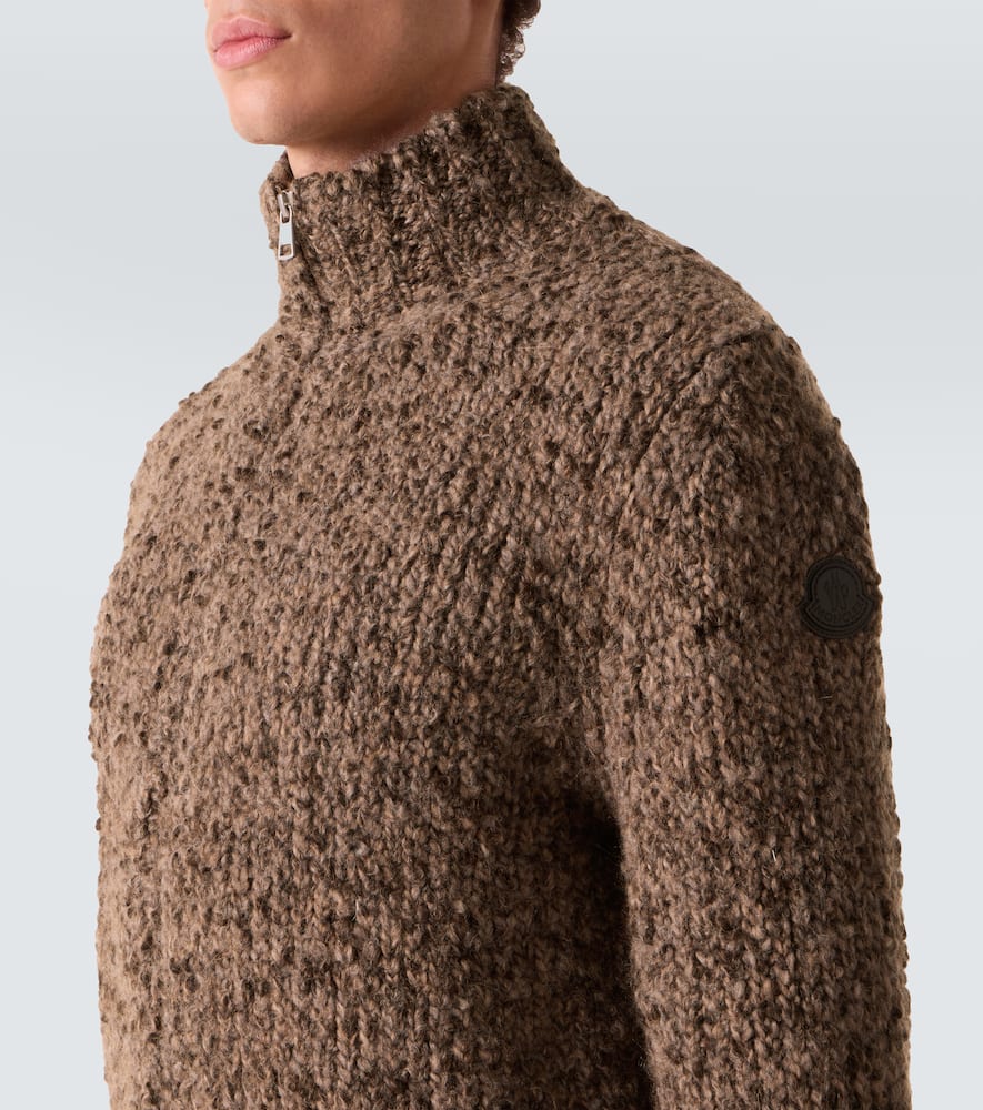 Moncler Alpaca And Wool Zip-up Cardigan In Brown