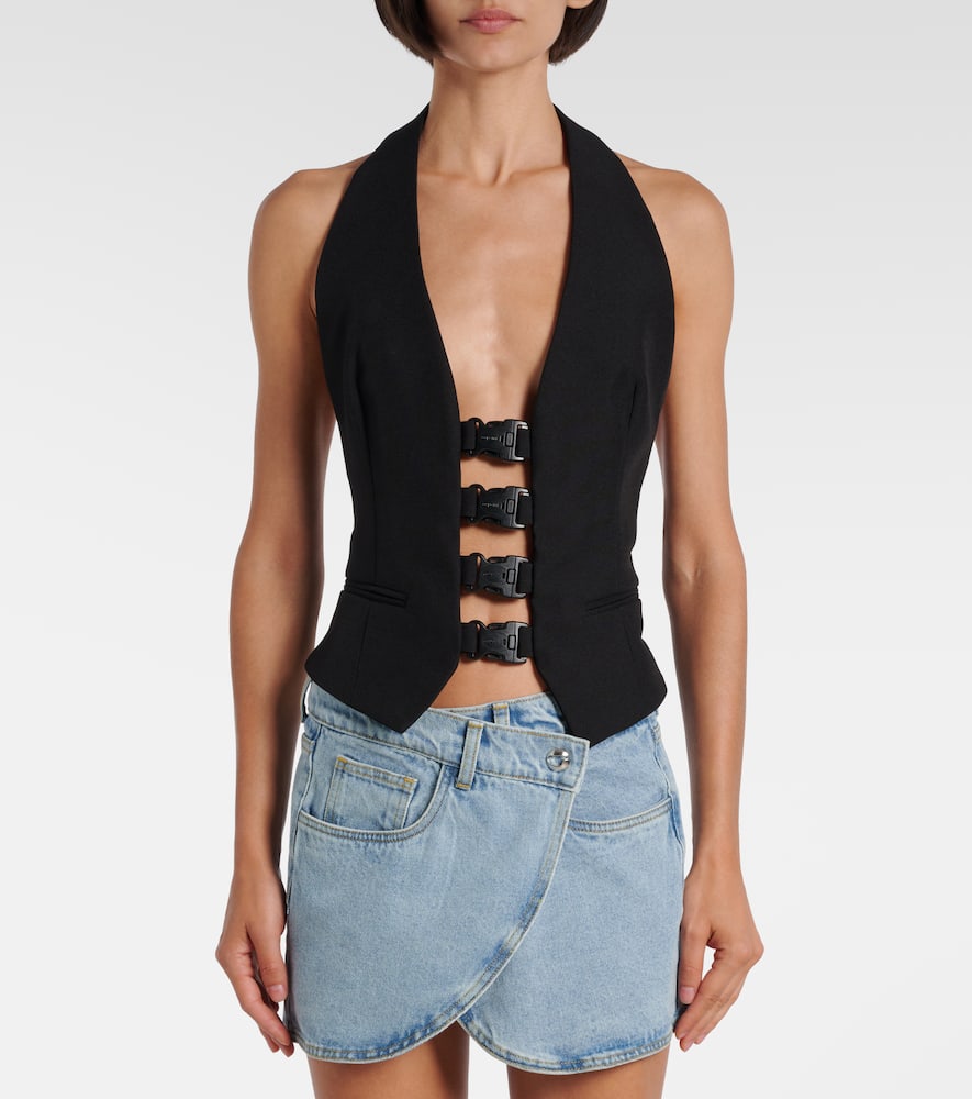 Coperni Women Multi Bukle Waistcoat Satin Vest In Black