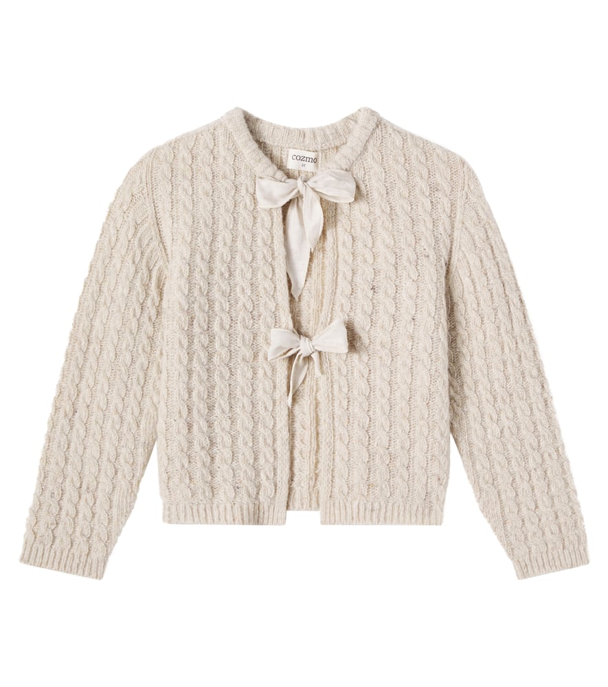 Cozmo Kids' Martinique Cable-knit Wool-blend Cardigan In Neutral