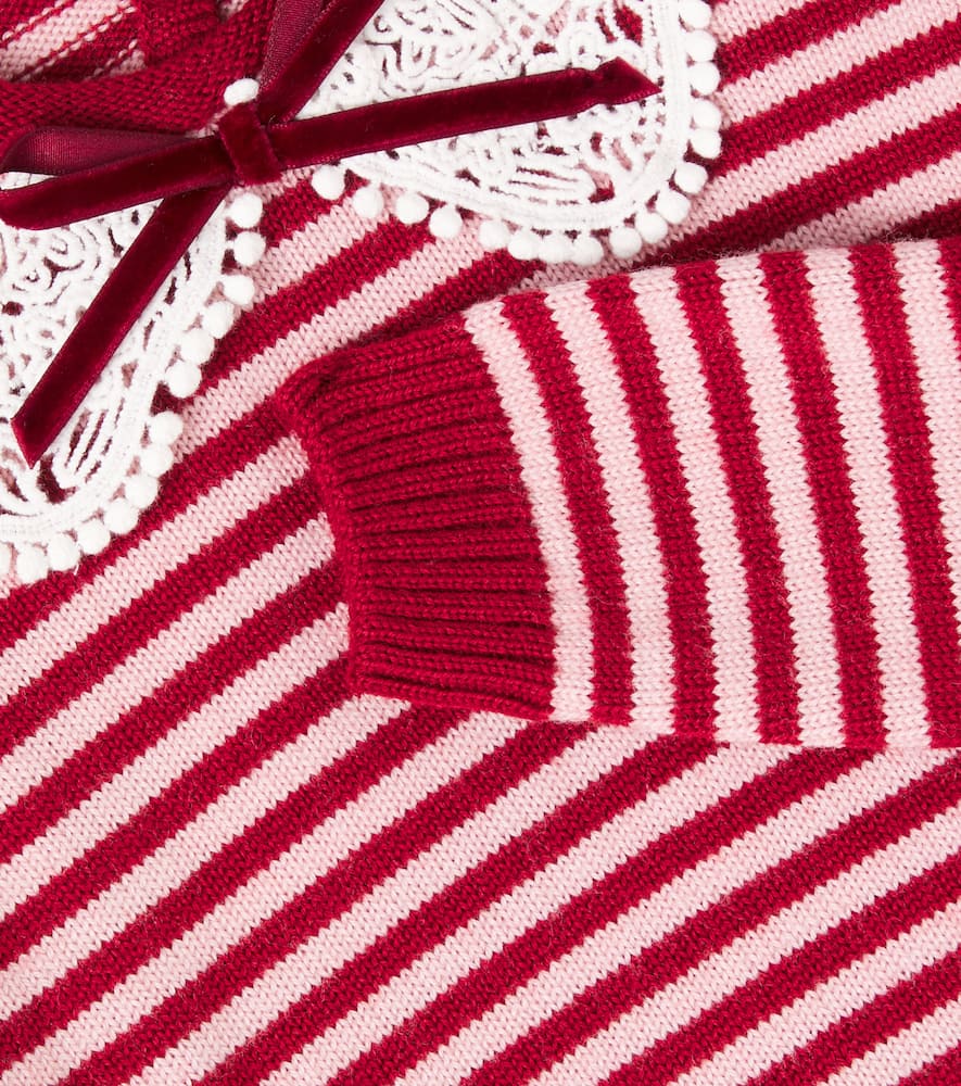 La Coqueta Blanca Striped Wool Sweater In Burgundy