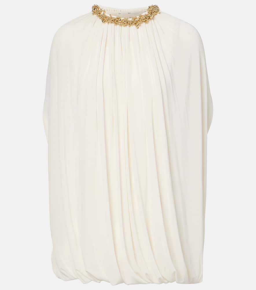 Xu Zhi Embellished Draped Minidress In Neutral