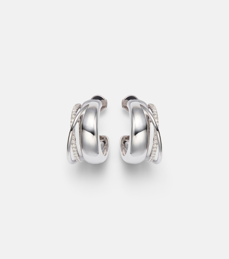 Yvonne Leon Yvonne Léon Un Deux Trois Lisse 9kt white gold hoop earrings with diamonds