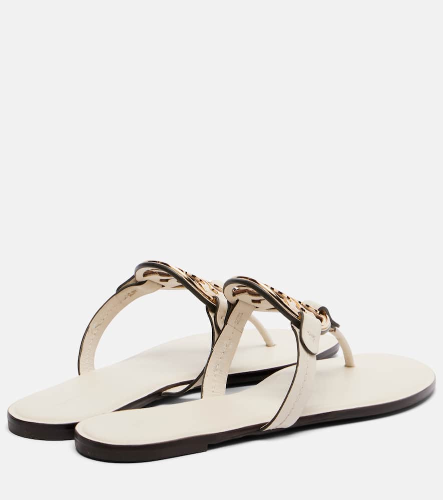 Tory Burch Miller Leather Thong Sandals In White