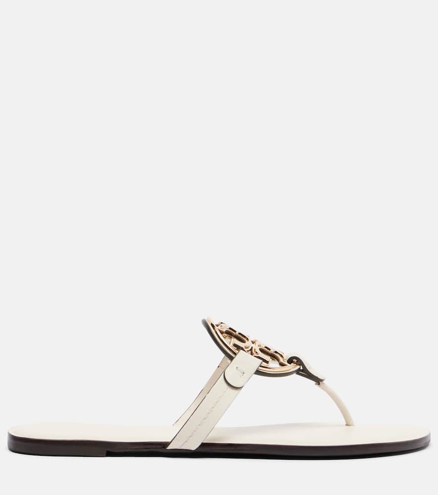 Tory Burch Miller Leather Thong Sandals In White
