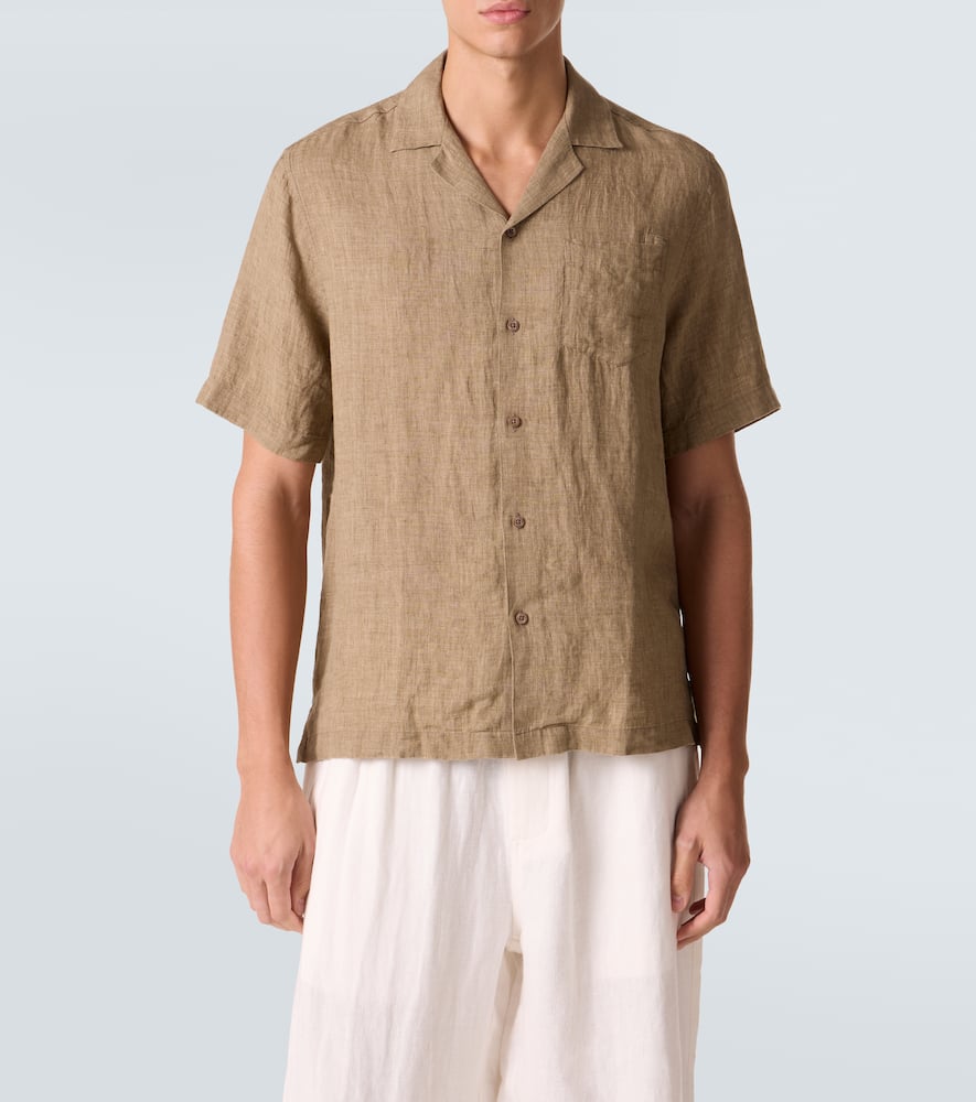 Frescobol Carioca Angelo Linen Shirt In Brown