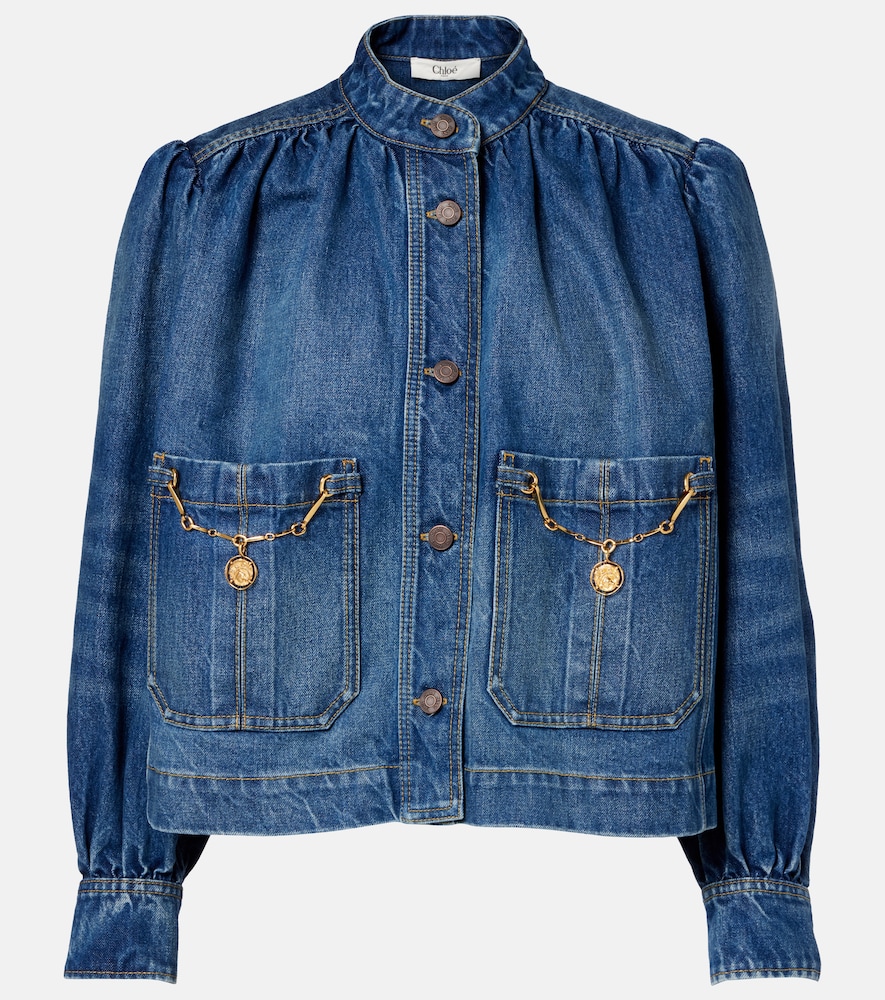 Chloe Chloé Gathered embellished denim jacket