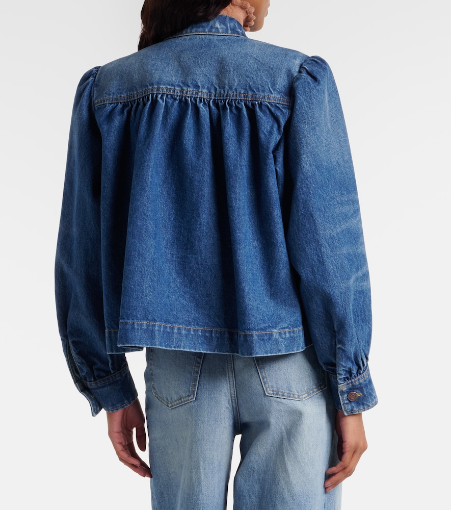  Chloe Chloe Gathered Embellished Denim Jacket 