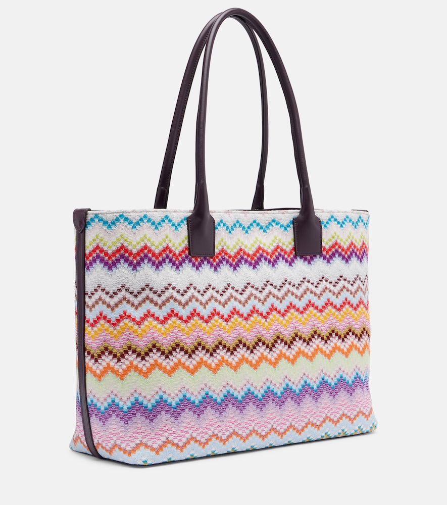  Missoni Missoni Zigzag Leather-trimmed Lamã© Tote Bag 