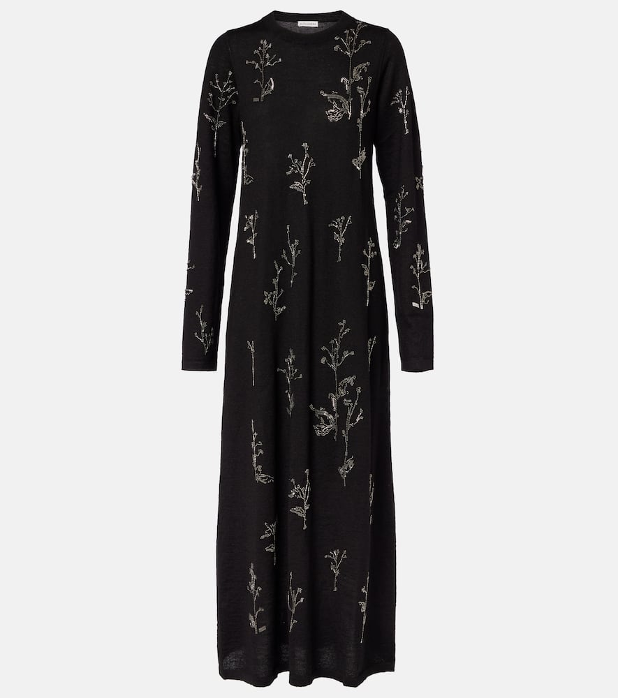 Altuzarra Beaded Wool And Silk Maxi Dress In Black