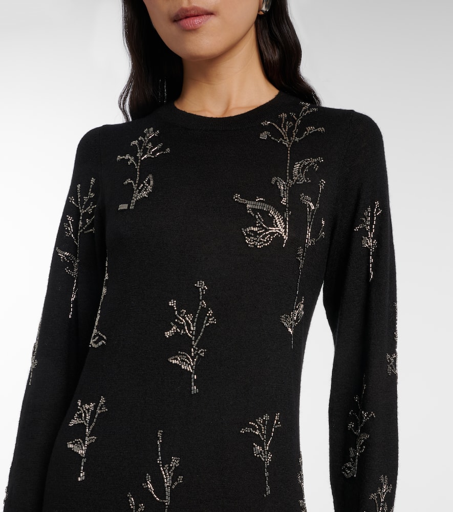 Altuzarra Beaded Wool And Silk Maxi Dress In Black