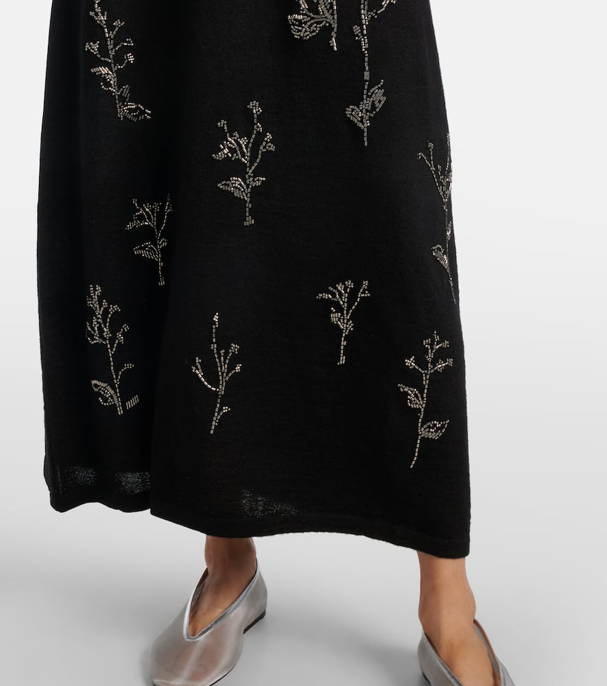 Altuzarra Beaded Wool And Silk Maxi Dress In Black