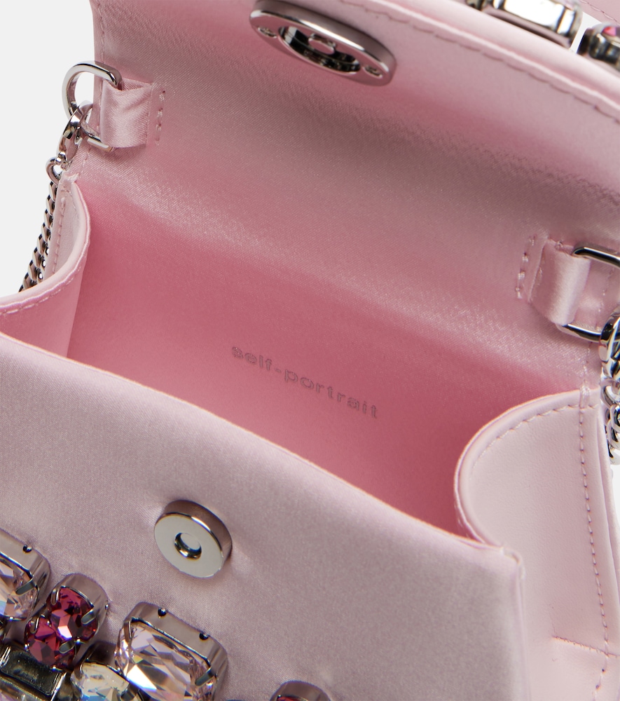  Self-portrait Self-portrait Mini Embellished Satin Top-handle Bag 