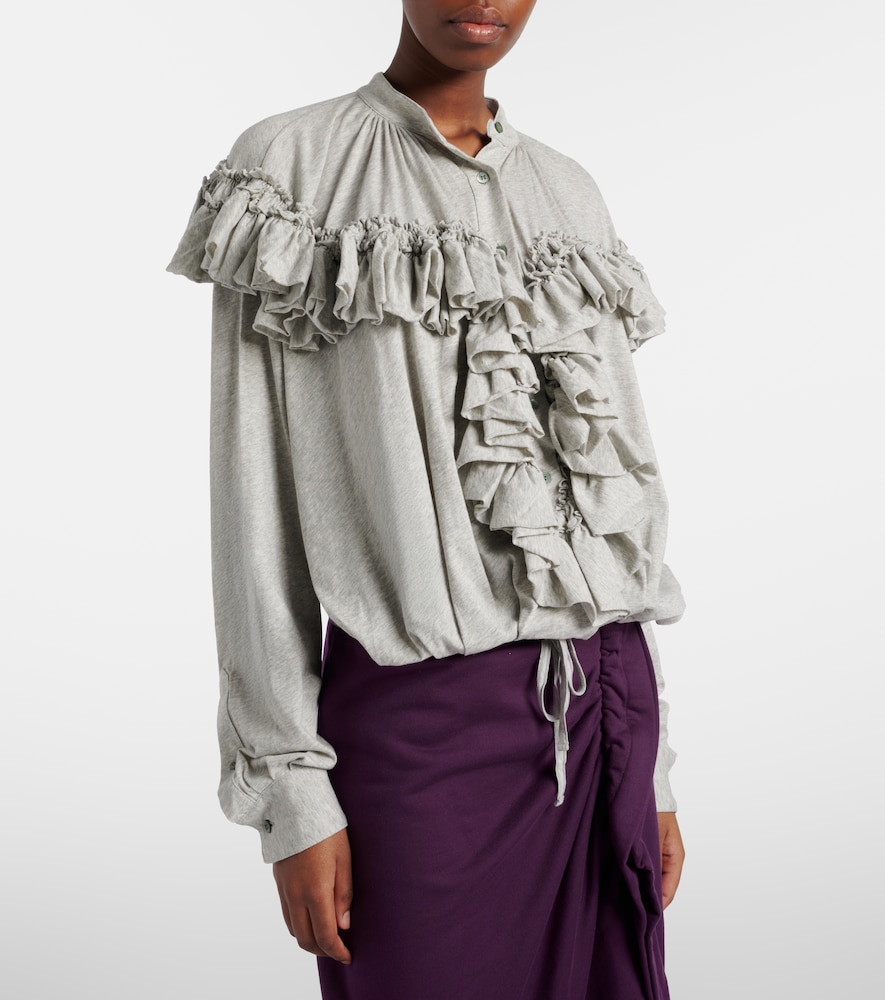  Dries Van Noten Dries Van Noten Ruffled Cotton Jersey Blouse 