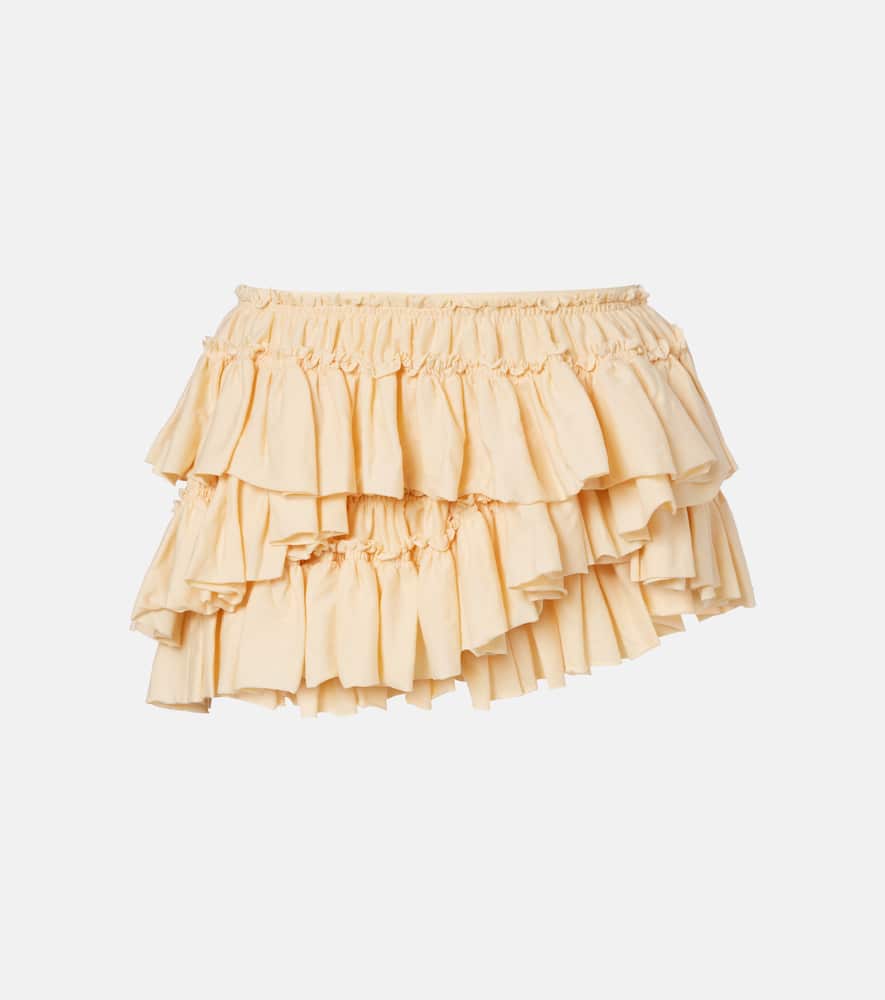 Dries Van Noten Ruffled Asymmetric Cotton Miniskirt In White
