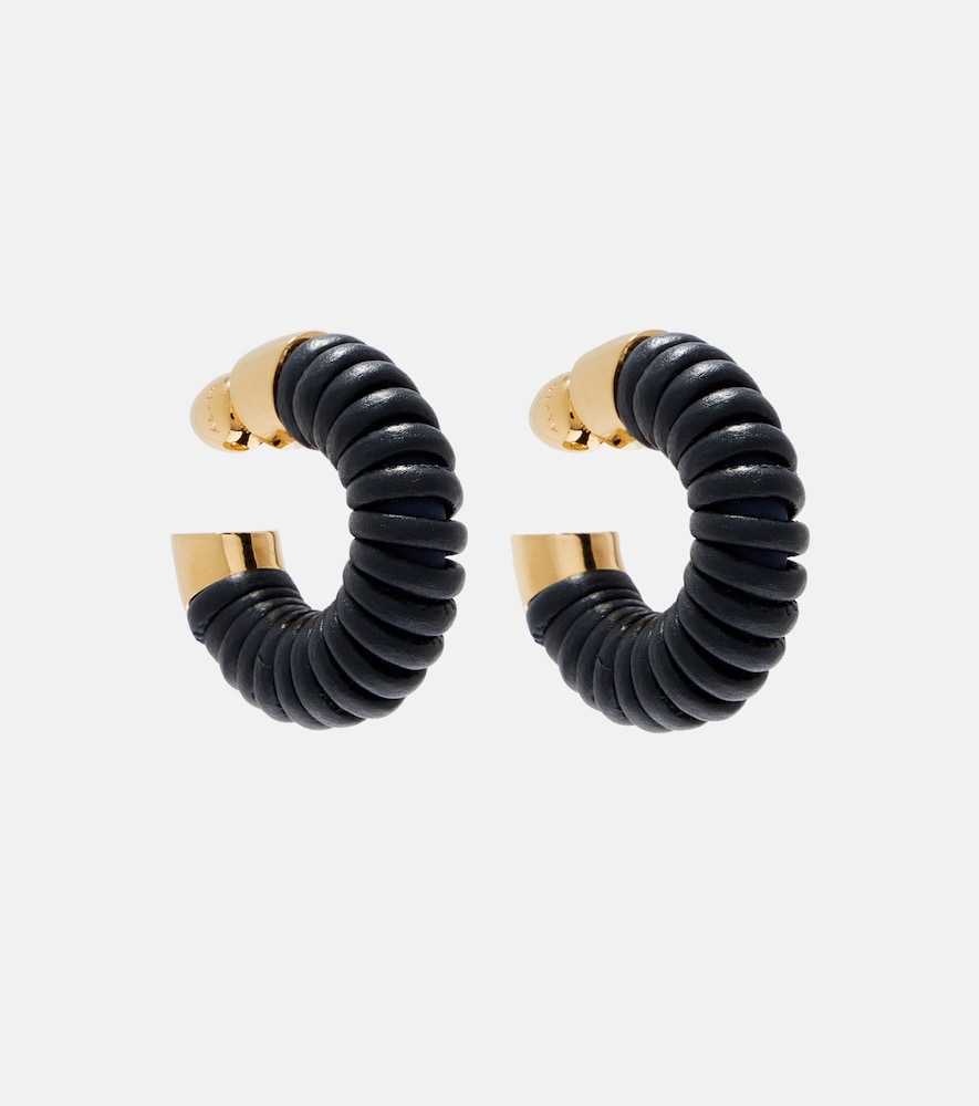 Alaia Alaïa Bobine leather-trimmed hoop earrings