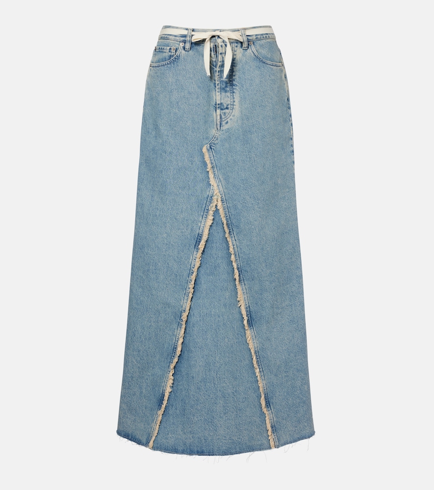 Maison Margiela Frayed denim maxi skirt