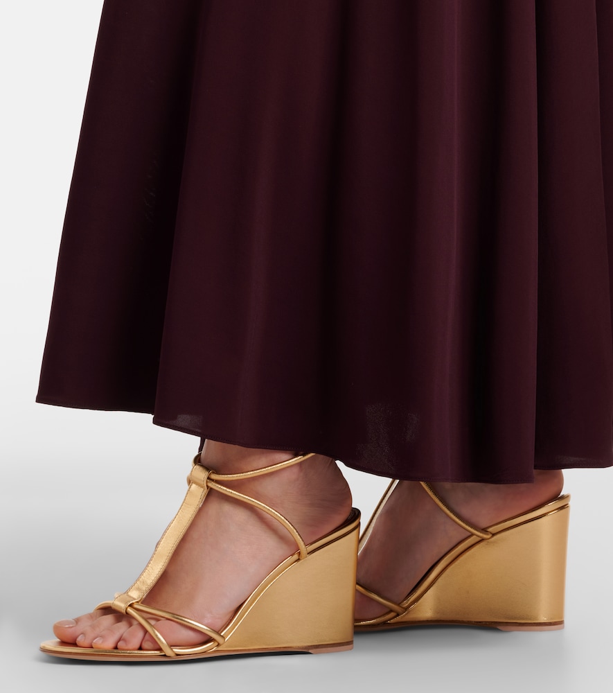 Gianvito Rossi Metallic leather wedge sandals