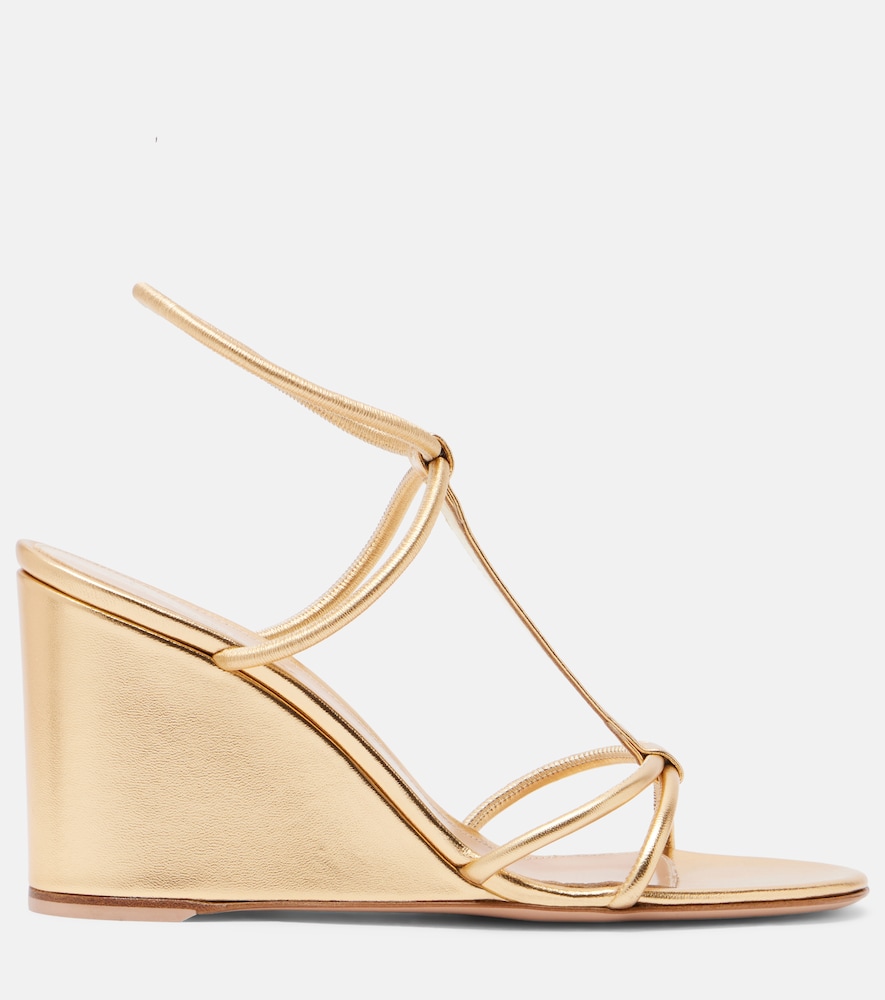  Gianvito Rossi Gianvito Rossi Wedge-sandalen Aus Metallic-leder 