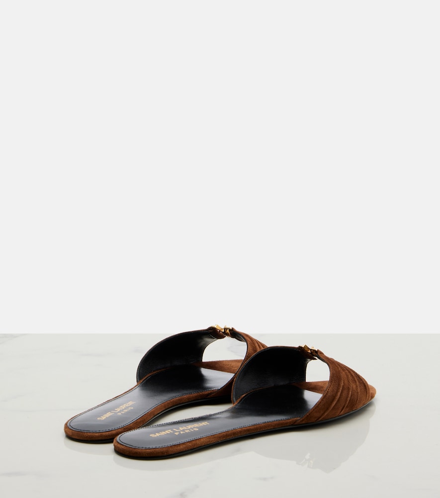  Saint Laurent Saint Laurent Cassandre Suede Slides 