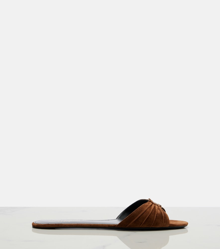  Saint Laurent Saint Laurent Cassandre Suede Slides 