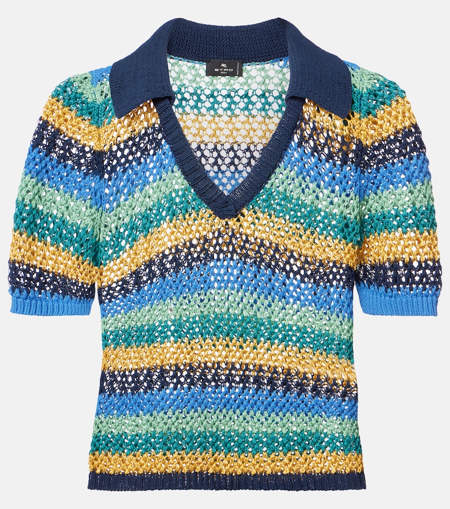 ETRO Etro Knitted striped cotton-blend crop top　Etro ニット ストライプ コットンブレンド クロップトップ