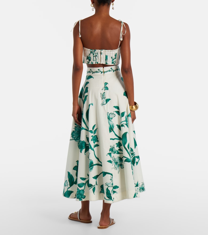Bergamota Embellished Floral Cotton Midi