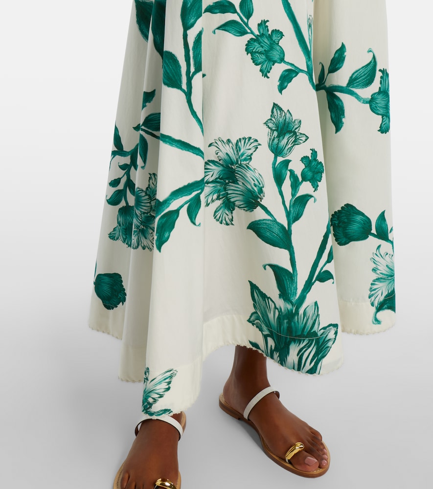 Bergamota Embellished Floral Cotton Midi