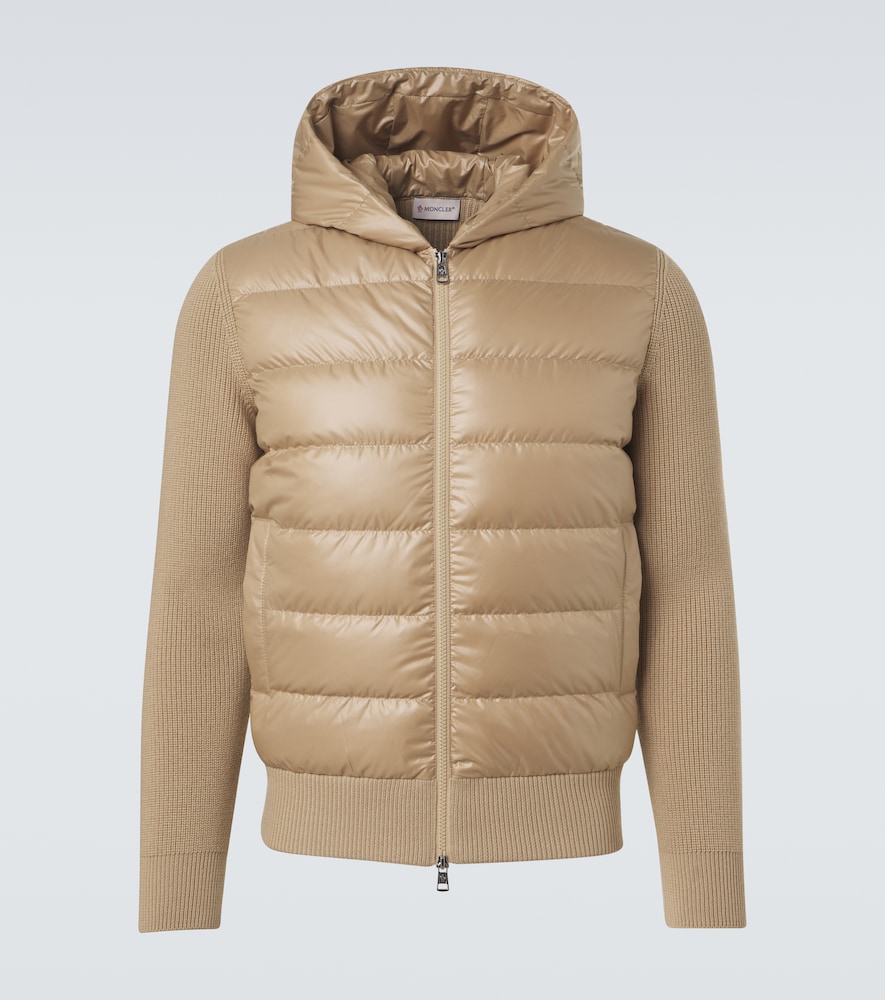 Moncler Men's Beige Tricot Down-Paneled Virgin Wool Cardigan UK Size 36 - Mytheresa