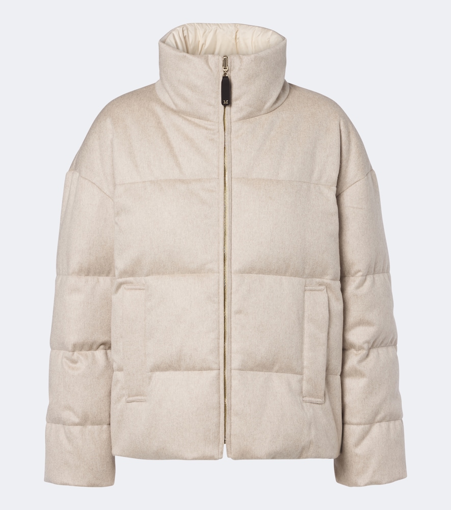 Max Mara Reversible Cashmere Down Jacket In Beige