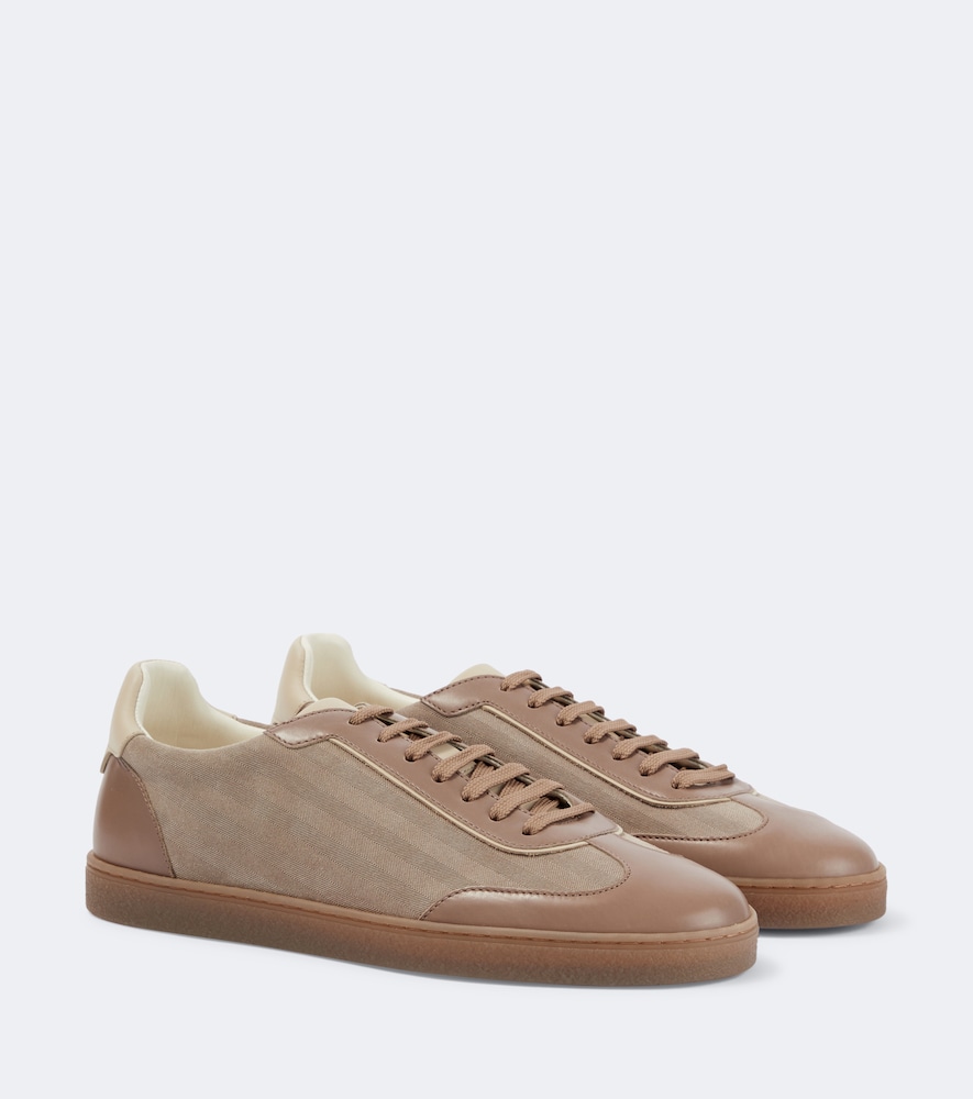 Fischgrat Sneakers mit Leder