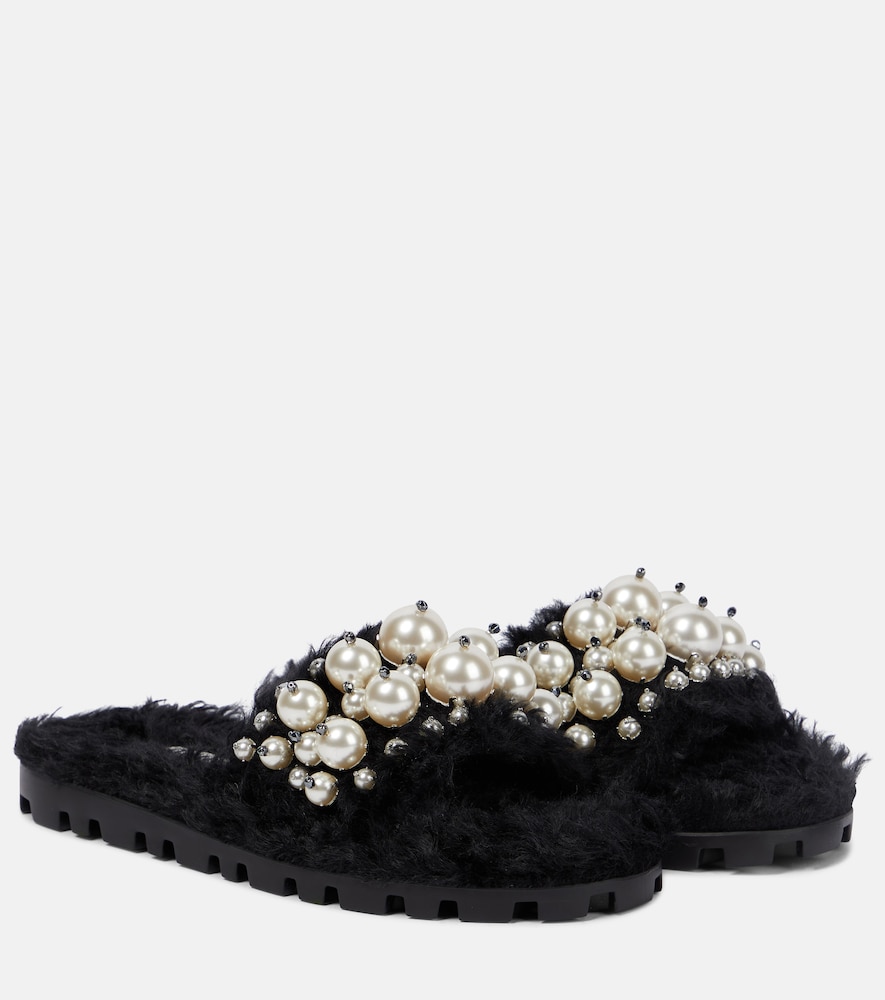 Miu Miu Women's Black Embellished Slides UK Size 3.5 - Mytheresa