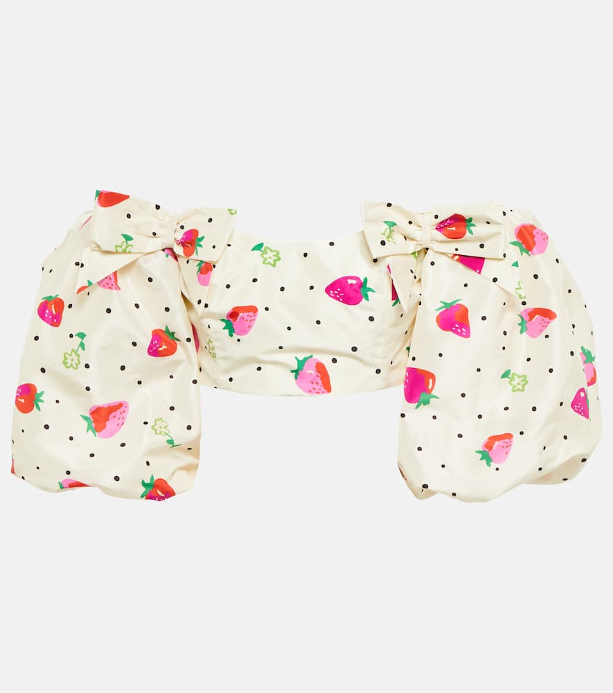 Alessandra Rich Printed silk crop top