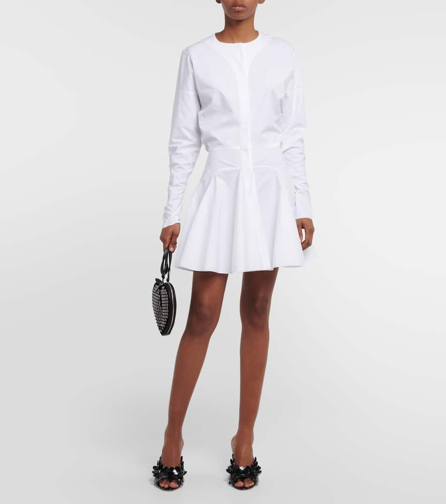 Shop Alaïa Cotton Poplin Minidress In White