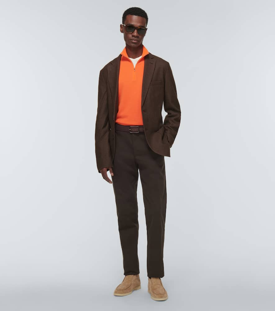 Shop Loro Piana 2b Cashmere And Silk Piqué Blazer In Mochi Stone