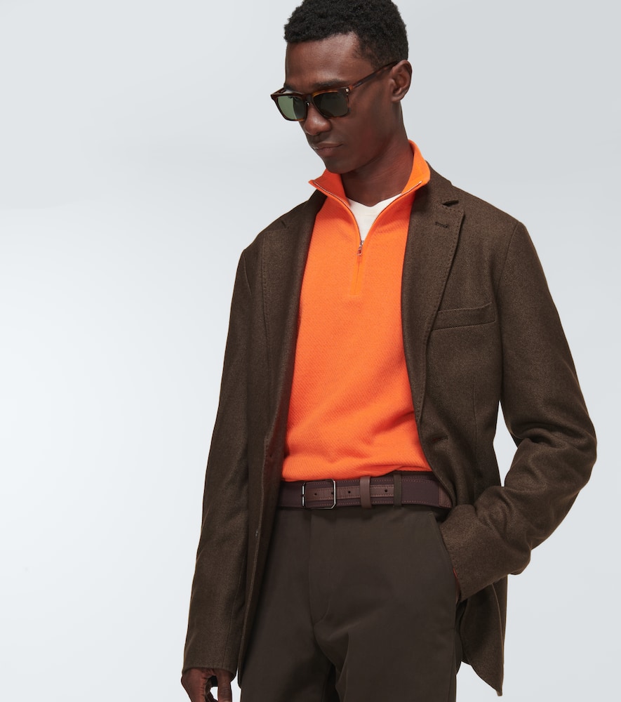 Shop Loro Piana 2b Cashmere And Silk Piqué Blazer In Mochi Stone