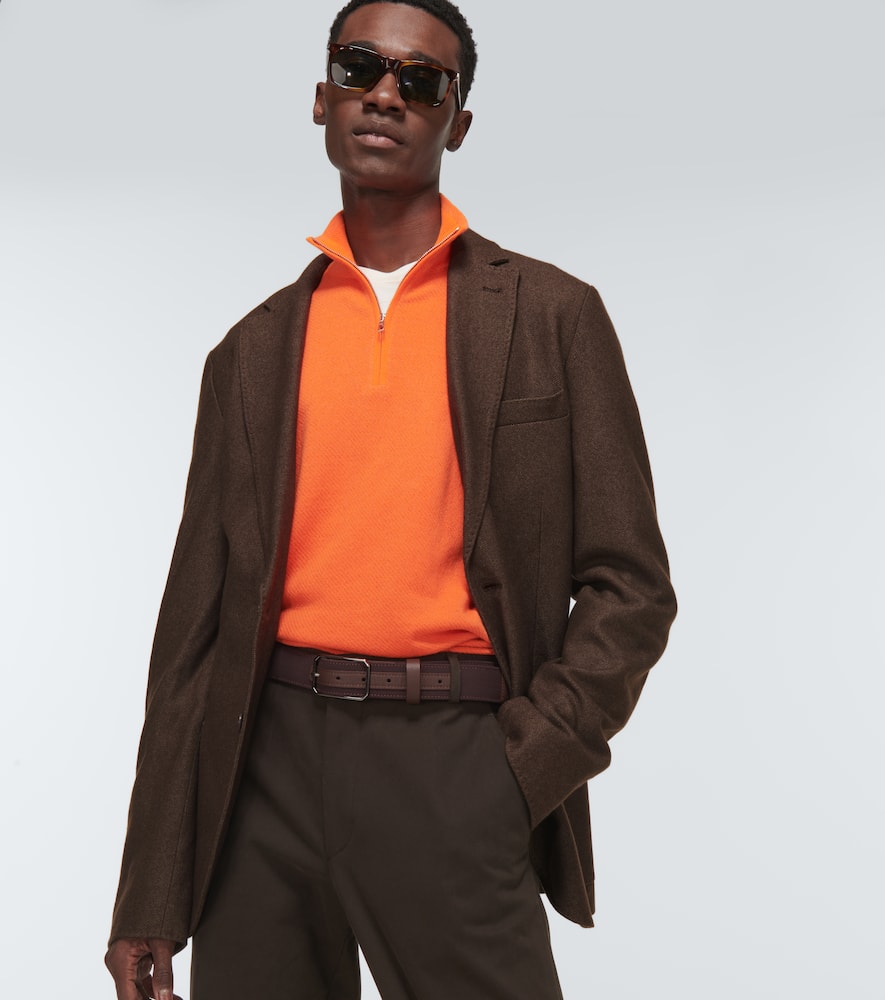 Shop Loro Piana 2b Cashmere And Silk Piqué Blazer In Mochi Stone