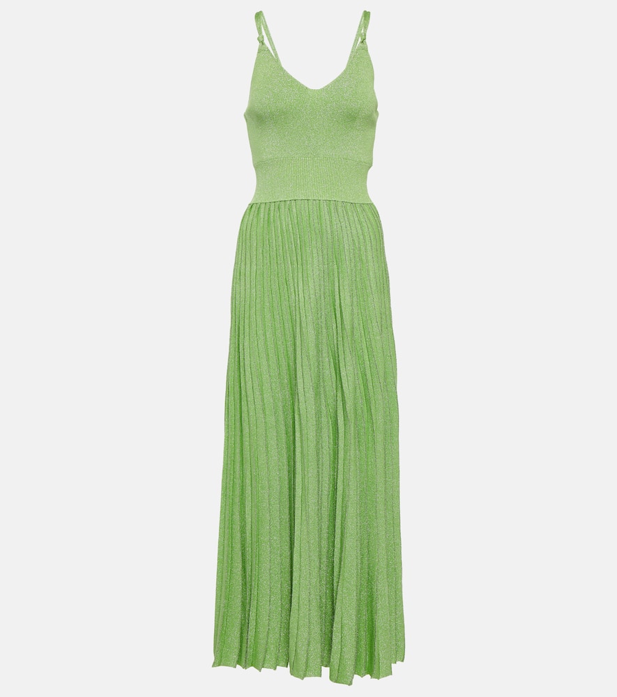 Shop Proenza Schouler Pleated Metallic Knit Maxi Dress In Green