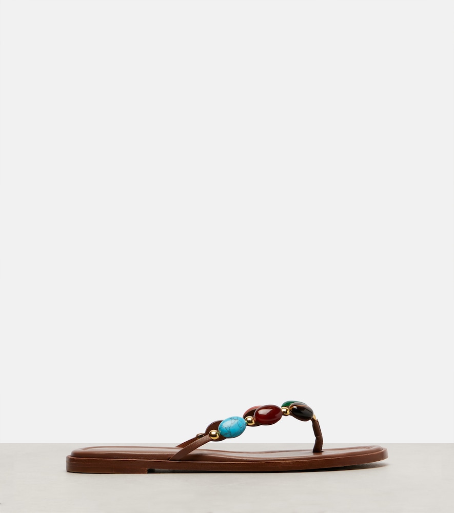 Shanti Embellished Leather Thong Sandals